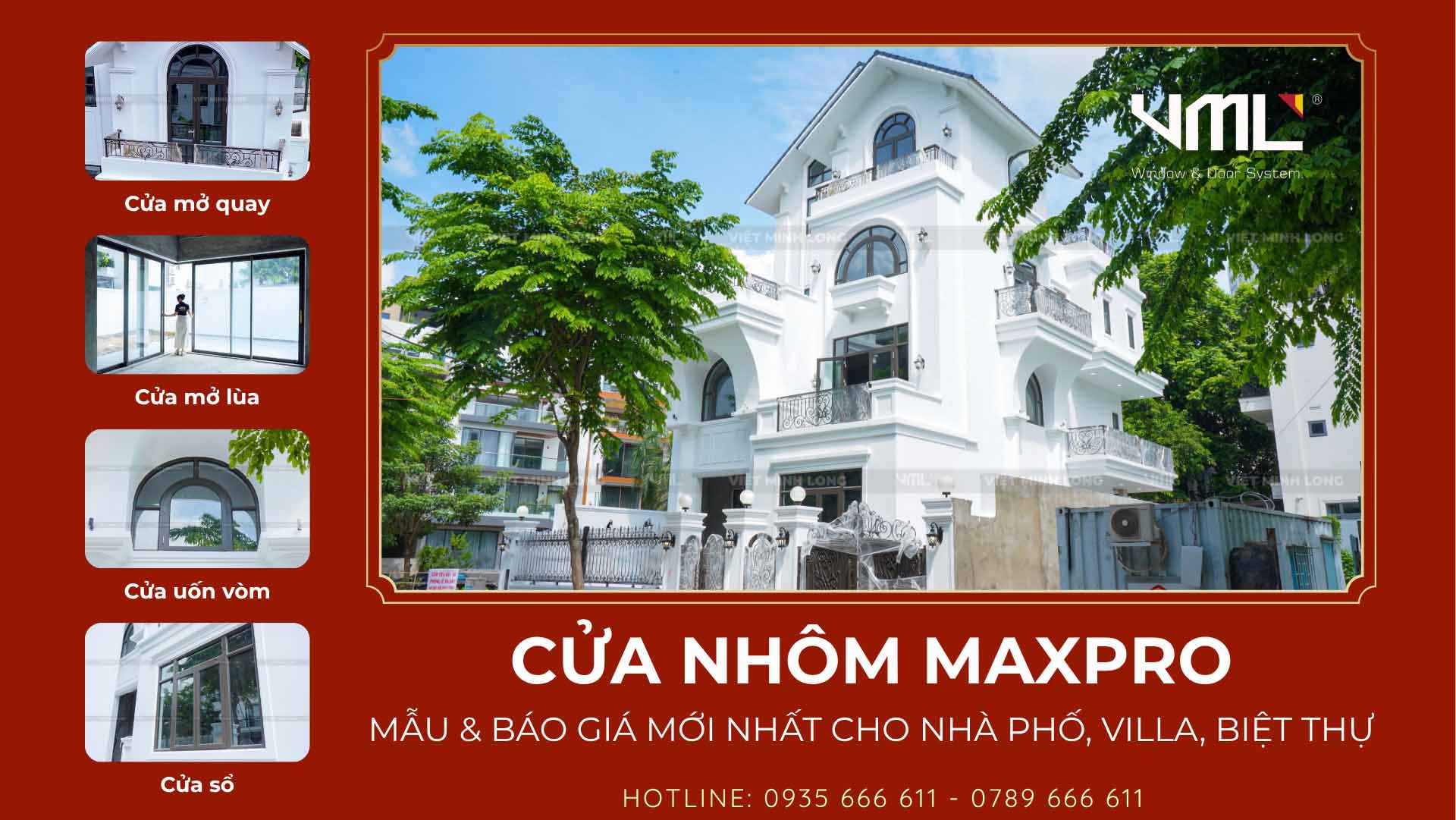 Mẫu cửa nhôm Maxpro - Cửa nhôm Việt Minh Long
