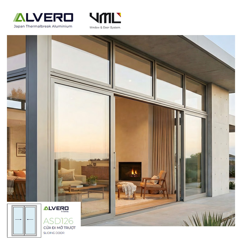 Nhôm alvero ASD126 cửa đi mở trượt