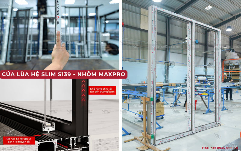 Mẫu cửa nhôm Maxpro - Cửa nhôm Việt Minh Long